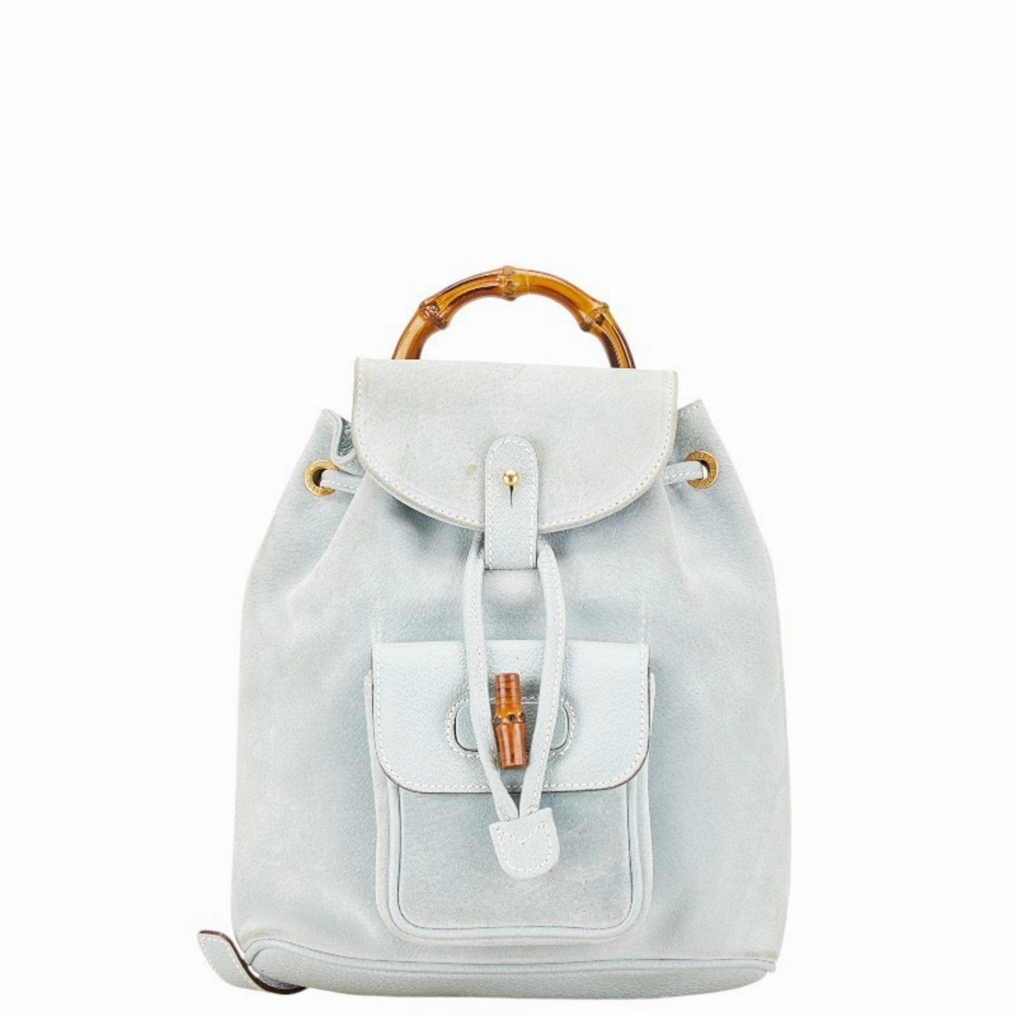Gucci Light Blue Leather Suede Backpack ()