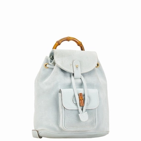 Gucci Light Blue Leather Suede Backpack ()