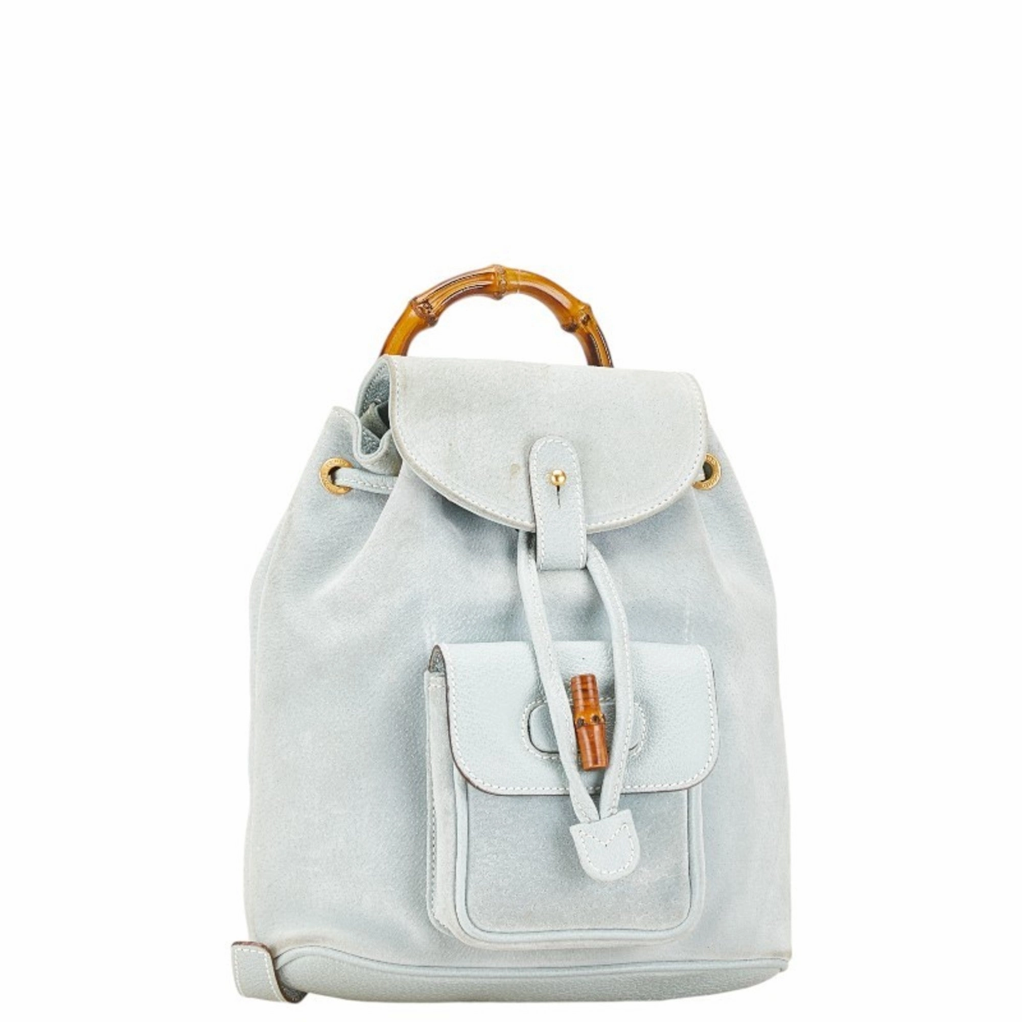 Gucci Light Blue Leather Suede Backpack ()