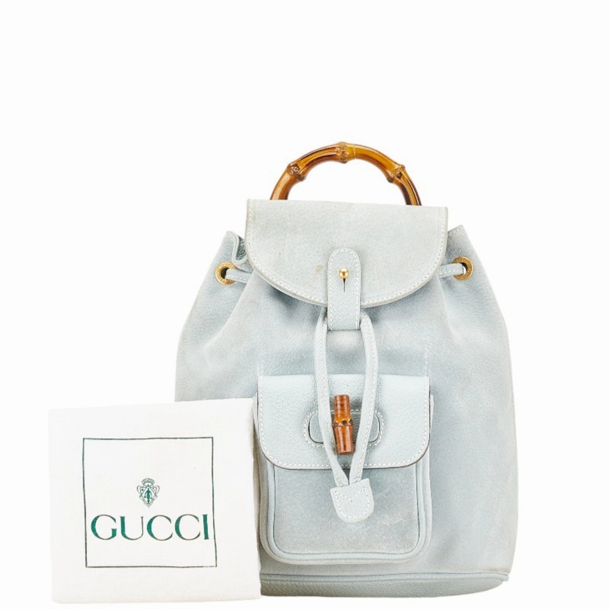 Gucci Light Blue Leather Suede Backpack ()