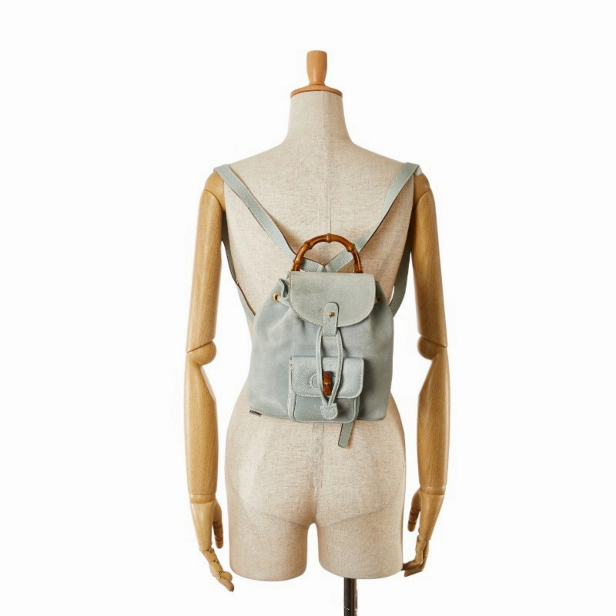 Gucci Light Blue Leather Suede Backpack ()