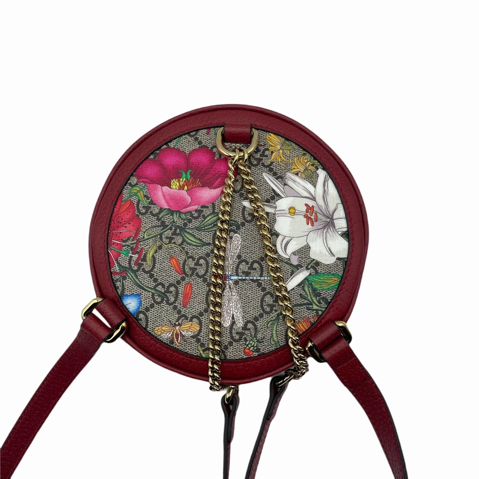 Gucci Ophidia Supreme GG Canvas Floral Round Backpack with Trim NWB