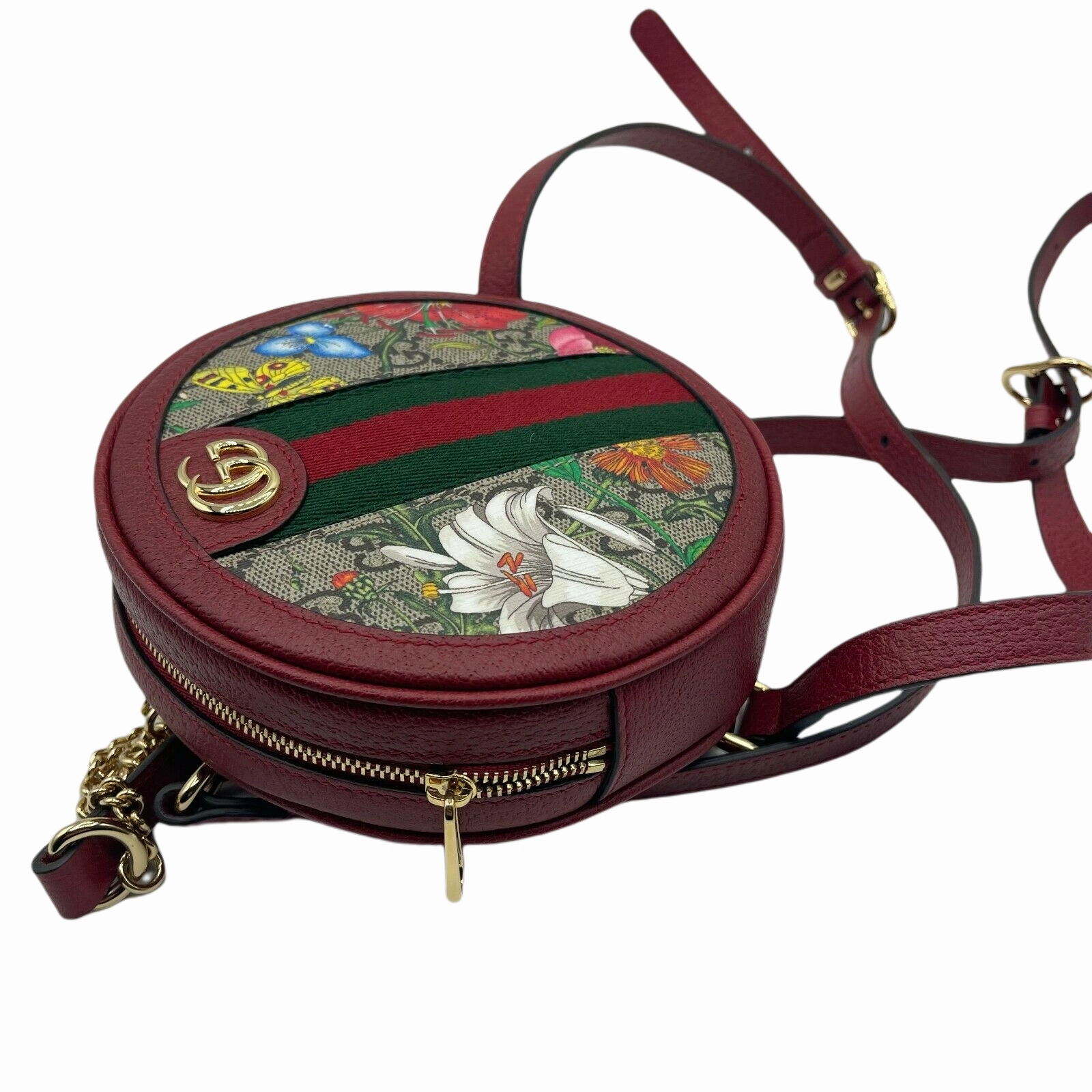 Gucci Ophidia Supreme GG Canvas Floral Round Backpack with Trim NWB