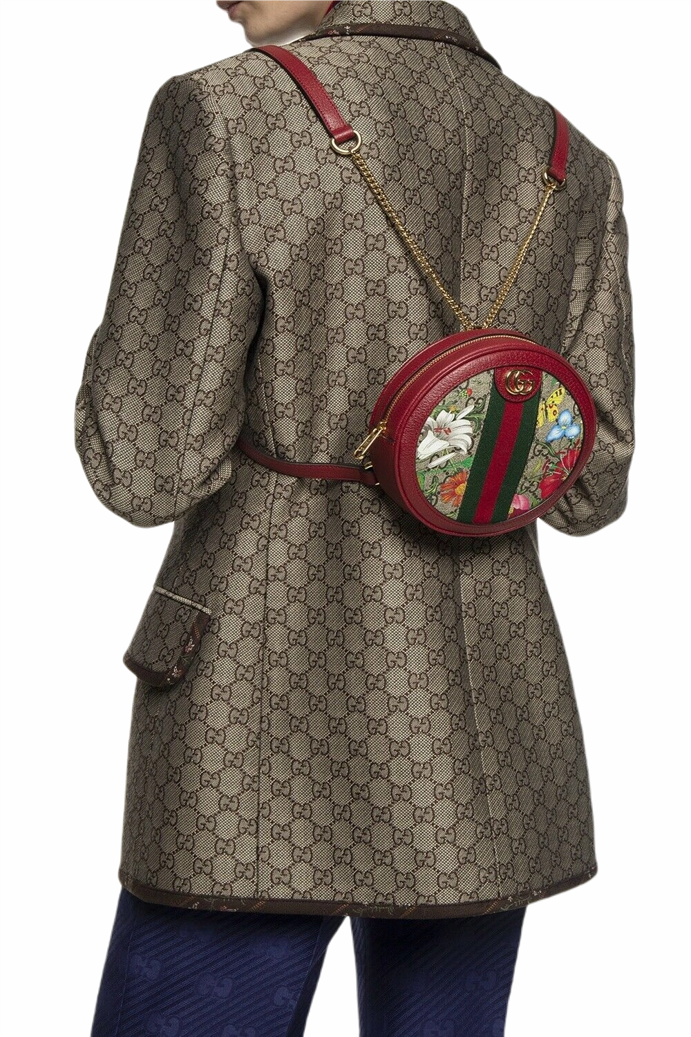 Gucci Ophidia Supreme GG Canvas Floral Round Backpack with Trim NWB