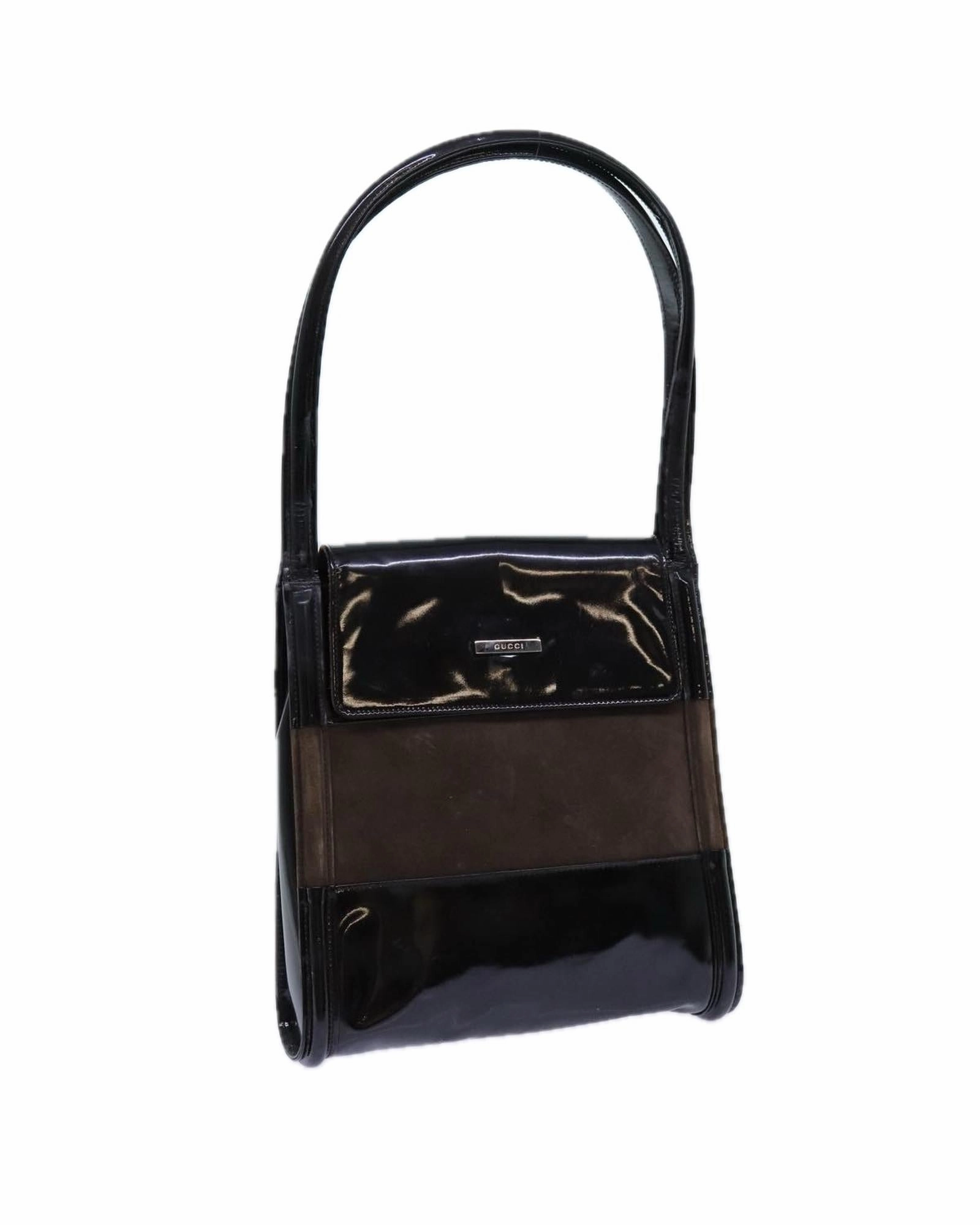 Gucci Patent Leather Suede Shoulder Bag