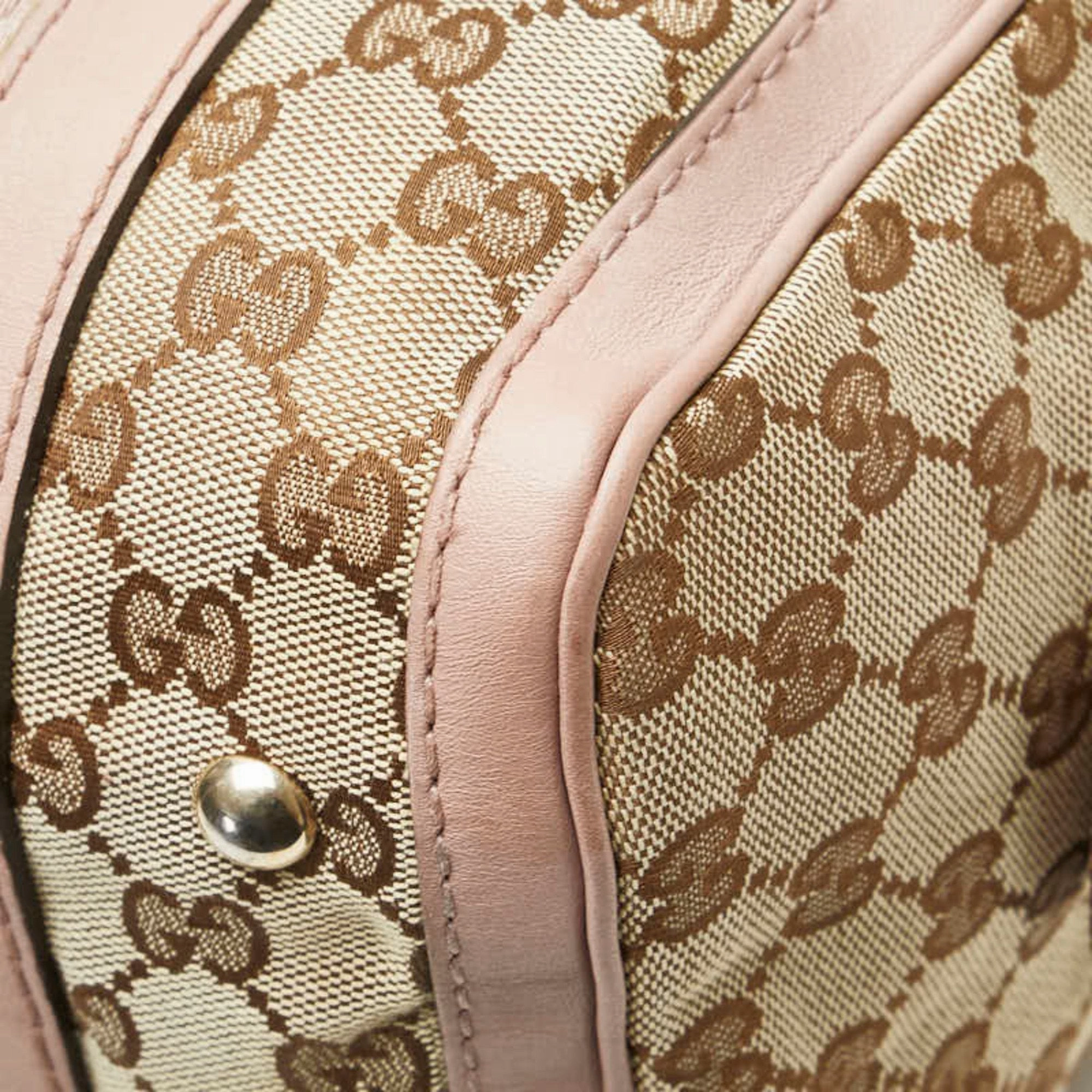 Gucci pink Canvas Leather Handbag Shoulder Bag (Pre-Owned)
