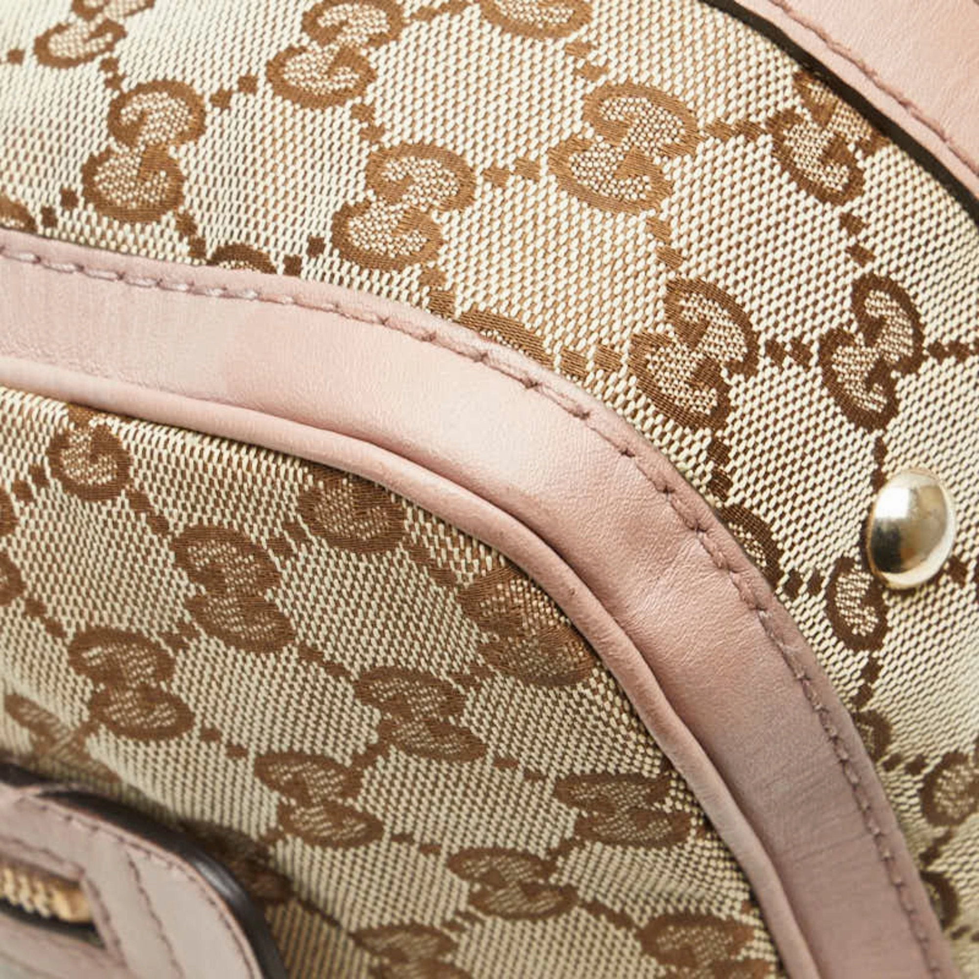 Gucci pink Canvas Leather Handbag Shoulder Bag (Pre-Owned)