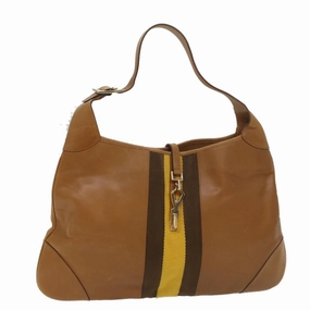 GUCCI Sherry Line Jackie Shoulder Bag Leather Brown Yellow 001 4312  56760