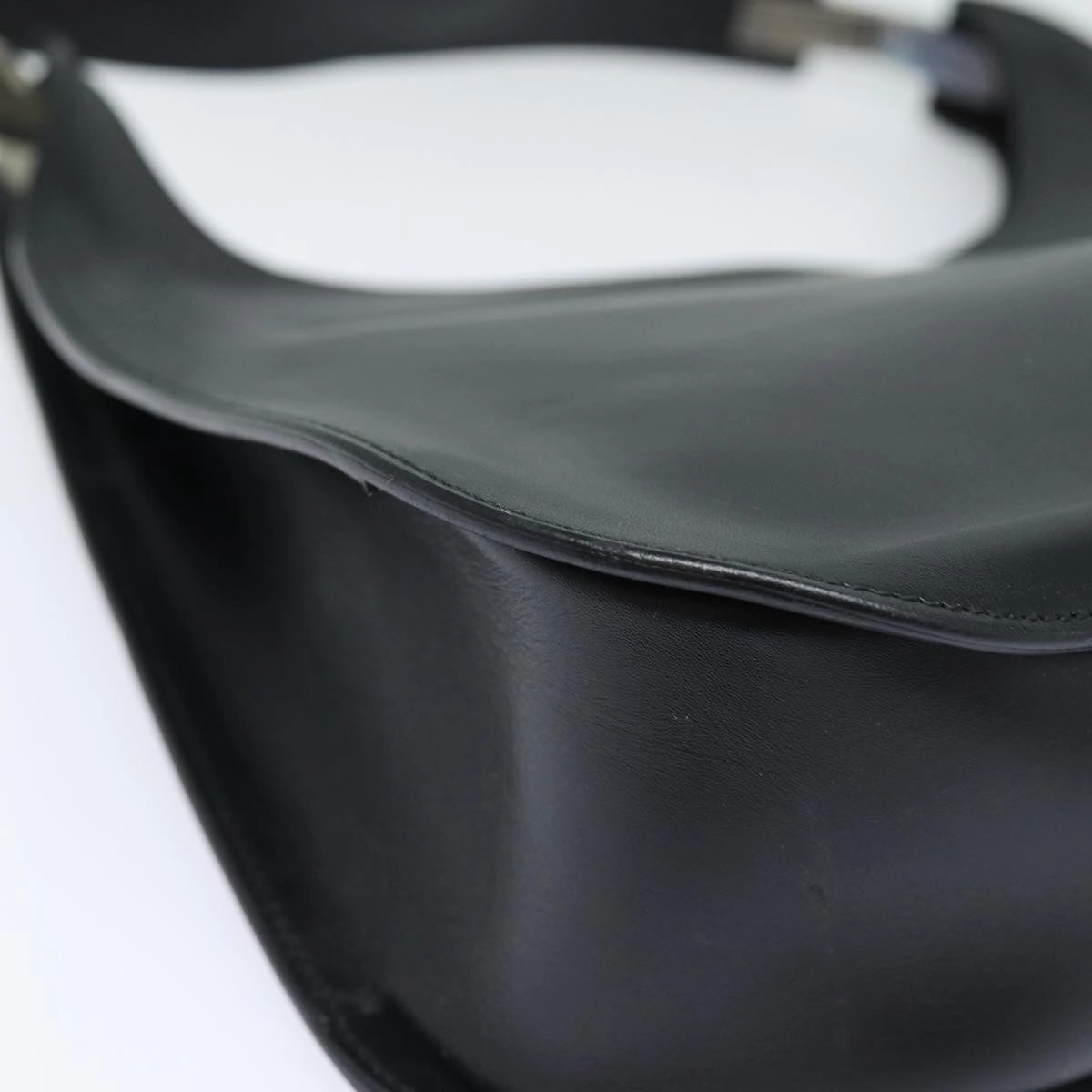 GUCCI Shoulder Bag Leather Black Silver 001 3767  87073