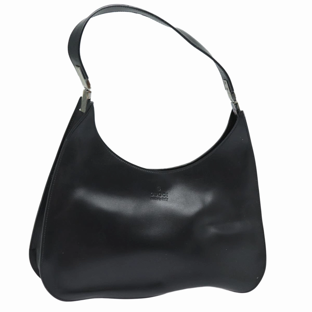 GUCCI Shoulder Bag Leather Black Silver 001 3767  87073