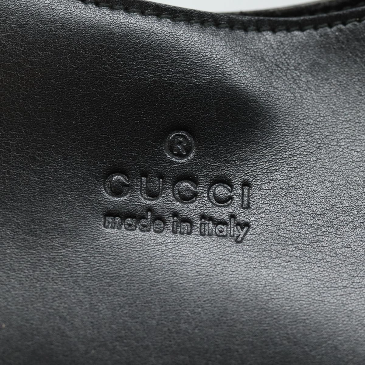 GUCCI Shoulder Bag Leather Black Silver 001 3767  87073