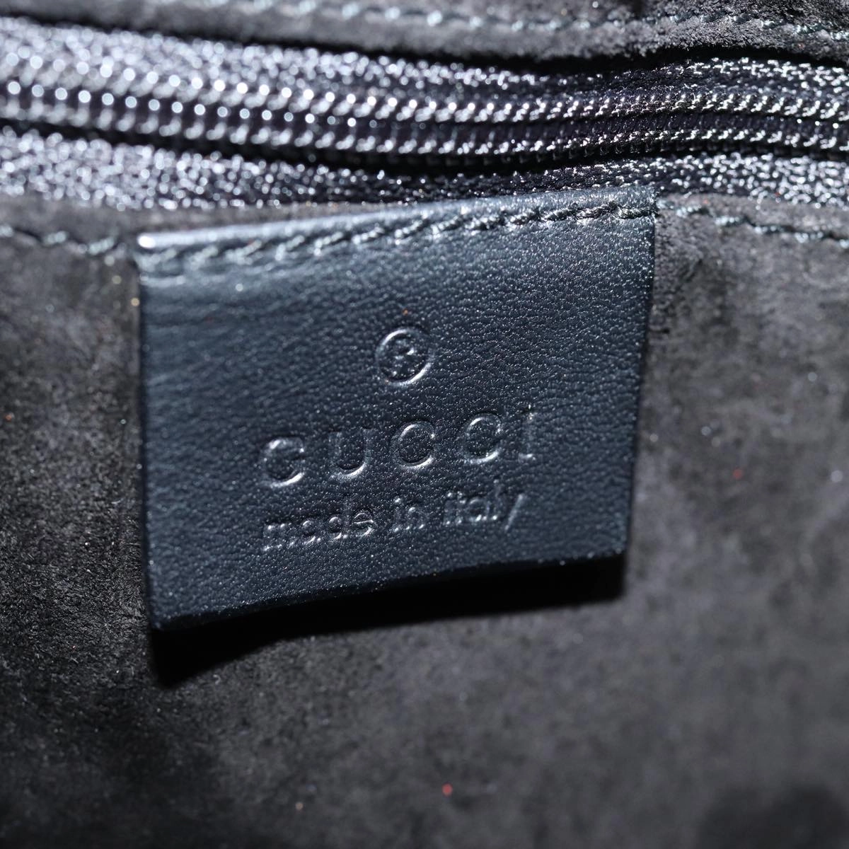 GUCCI Shoulder Bag Leather Black Silver 001 3767  87073