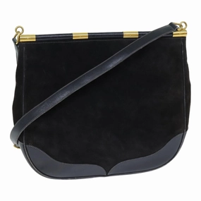 GUCCI Shoulder Bag Leather Suede Navy  fm3543