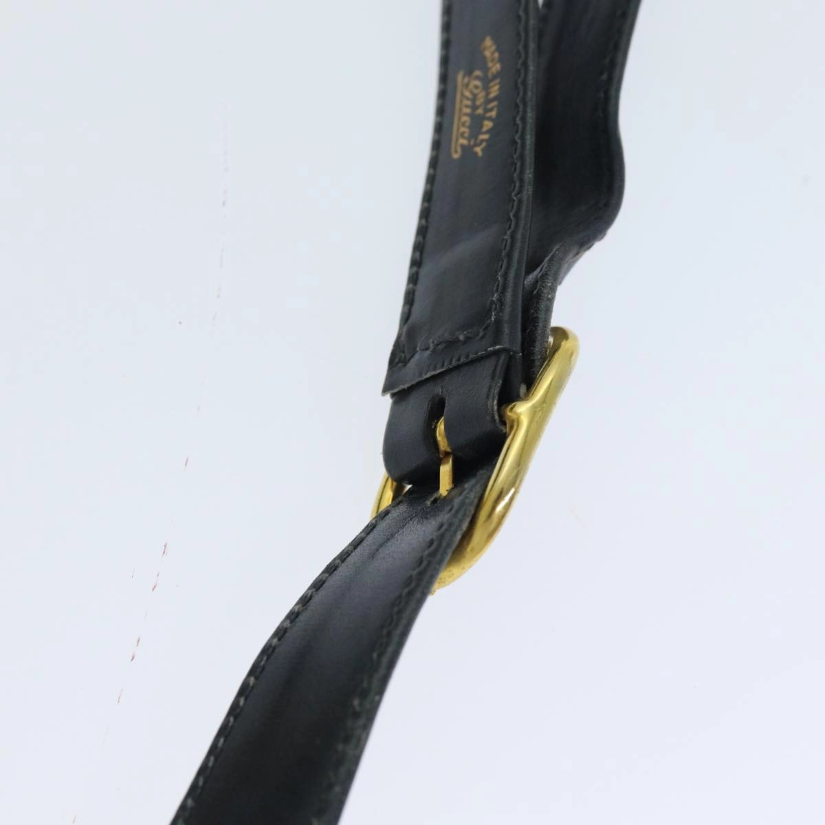 GUCCI Shoulder Bag Leather Suede Navy  fm3543