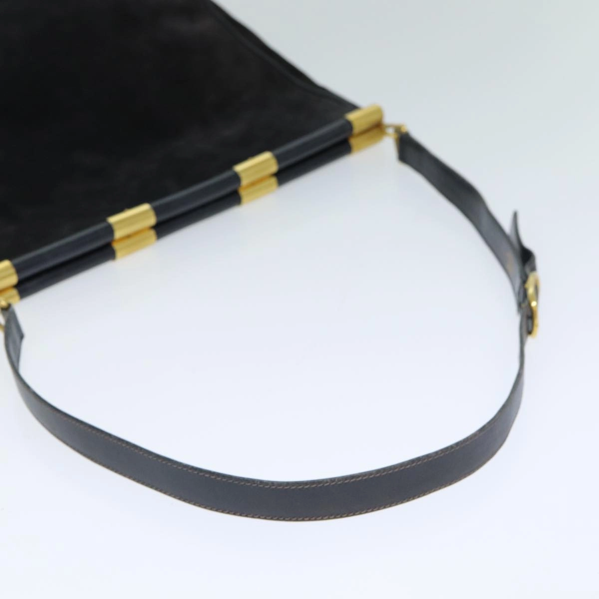 GUCCI Shoulder Bag Leather Suede Navy  fm3543