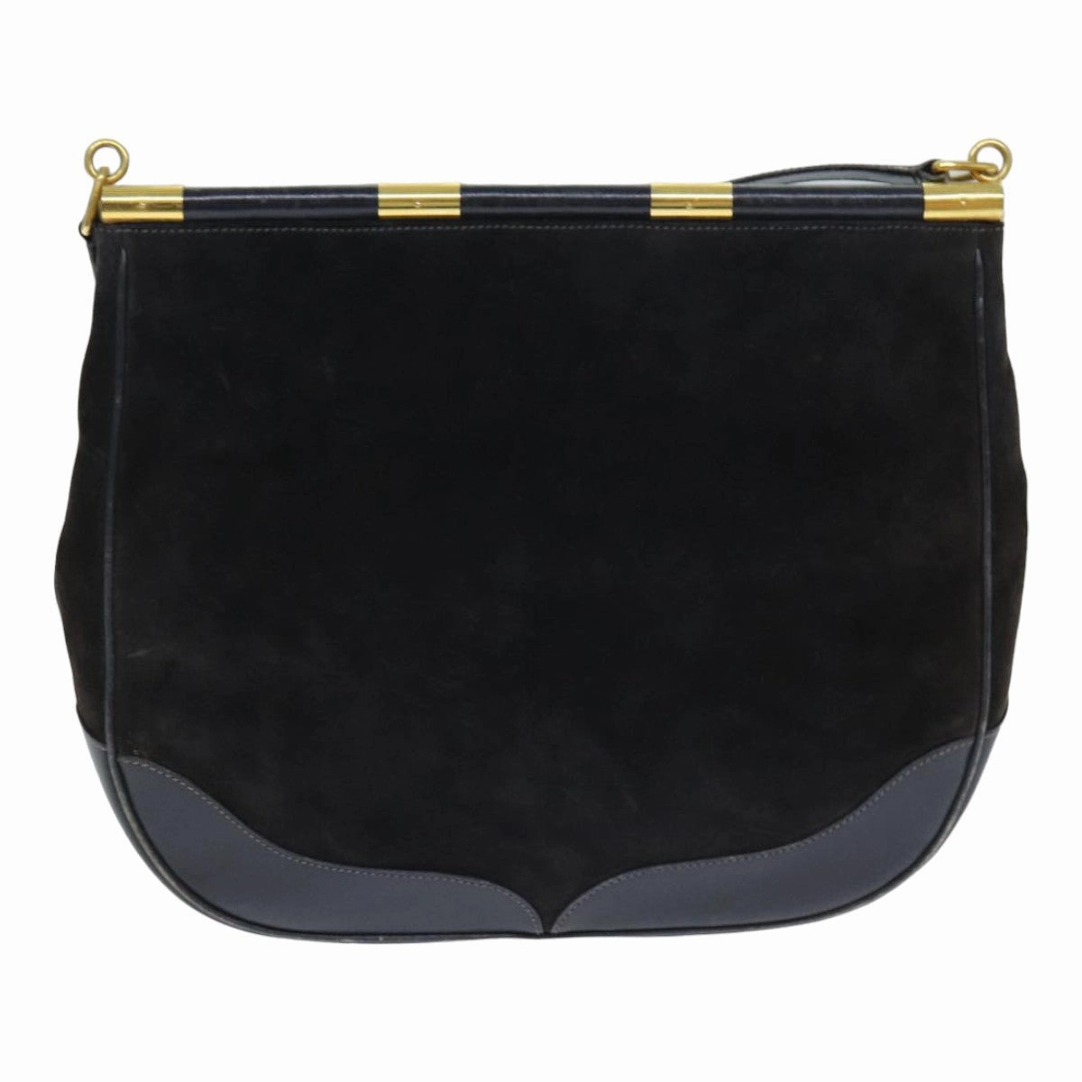 GUCCI Shoulder Bag Leather Suede Navy  fm3543