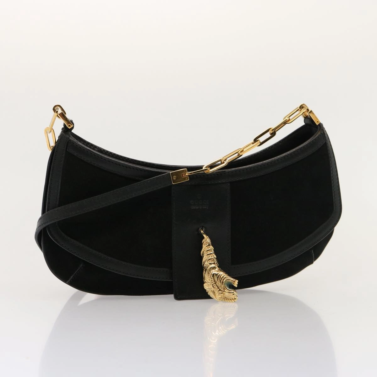 GUCCI Shoulder Bag Suede Black 001 4115  76397