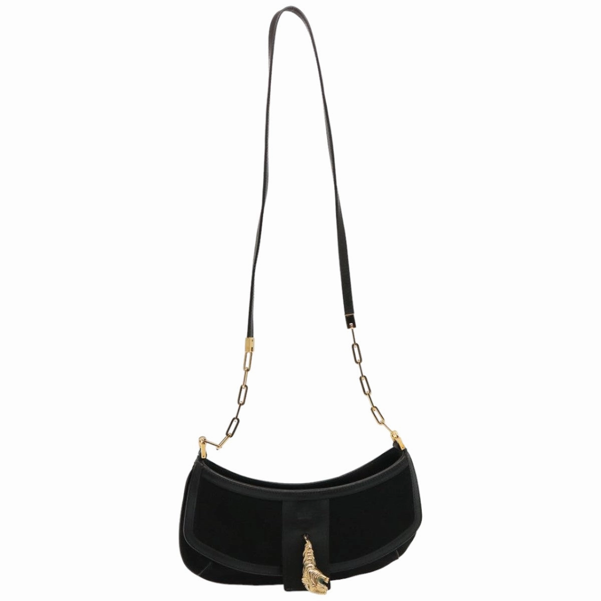 GUCCI Shoulder Bag Suede Black 001 4115  76397