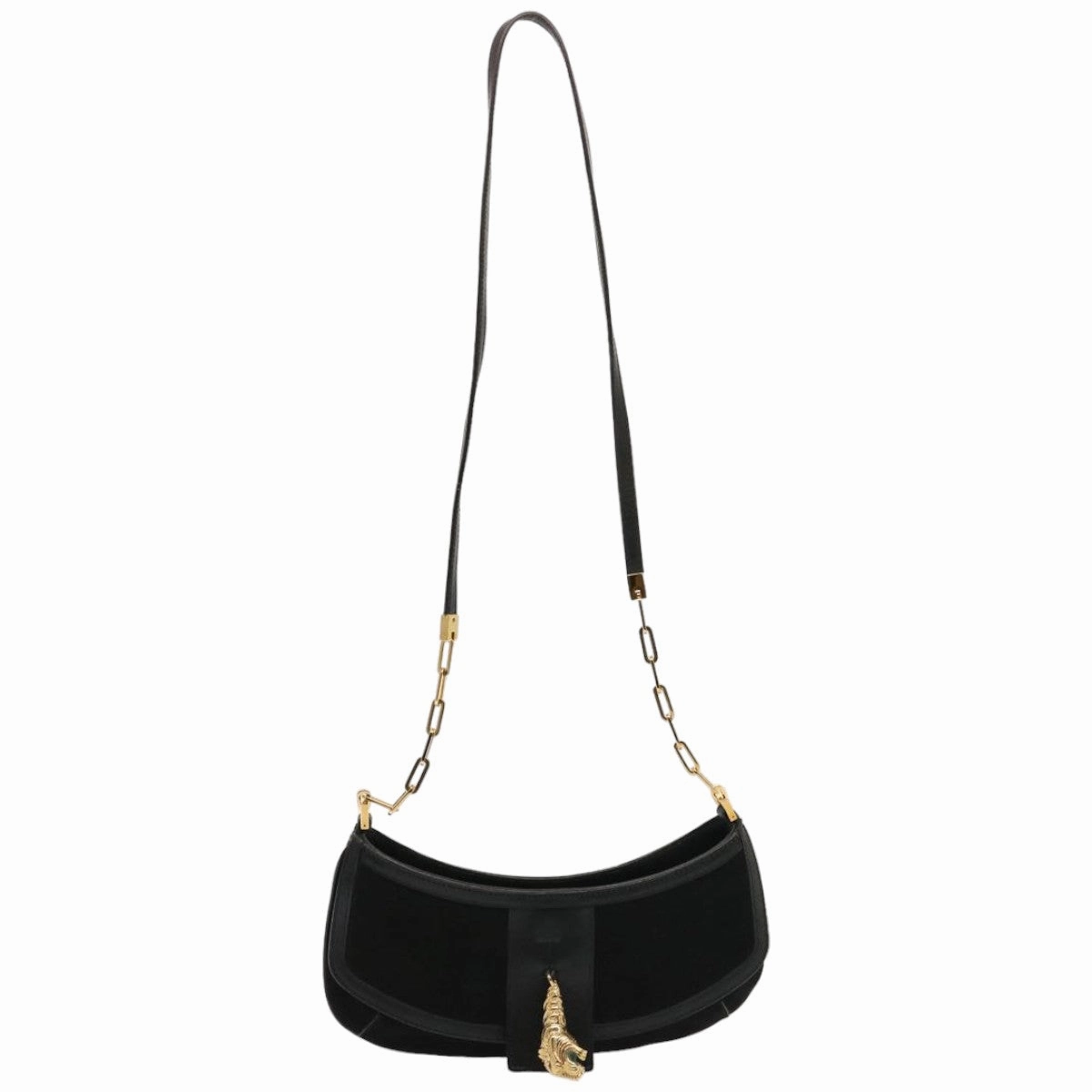 GUCCI Shoulder Bag Suede Black 001 4115  76397