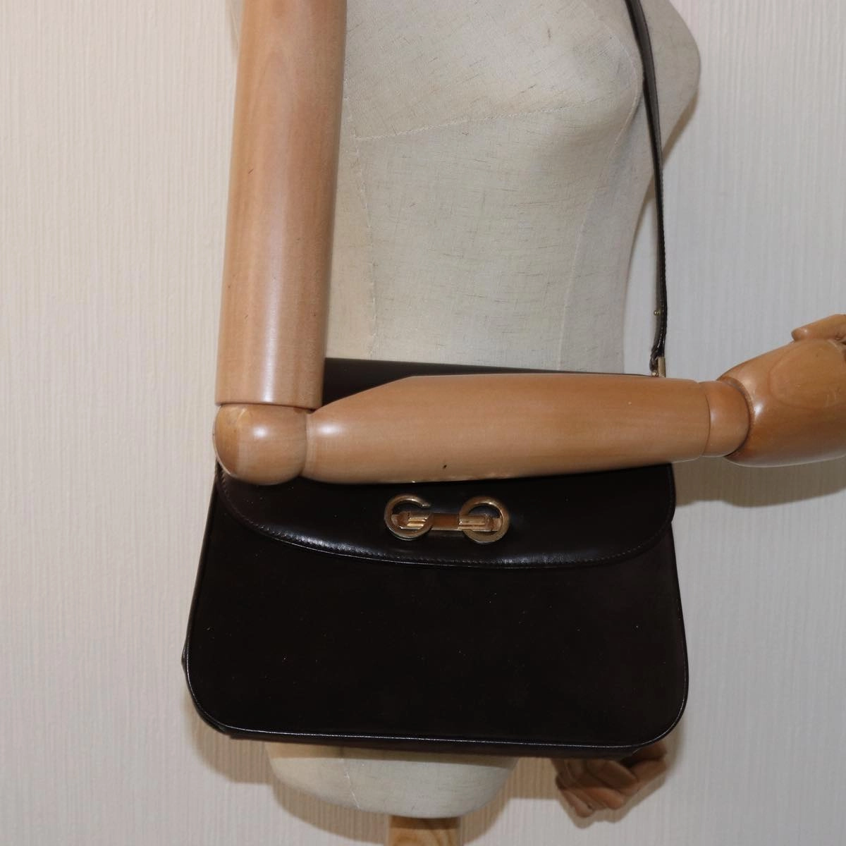 GUCCI Shoulder Bag Suede Leather Brown  ep4243