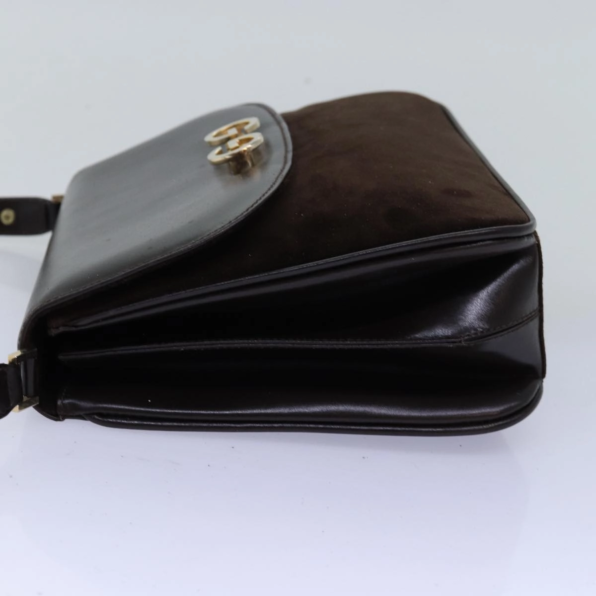 GUCCI Shoulder Bag Suede Leather Brown  ep4243