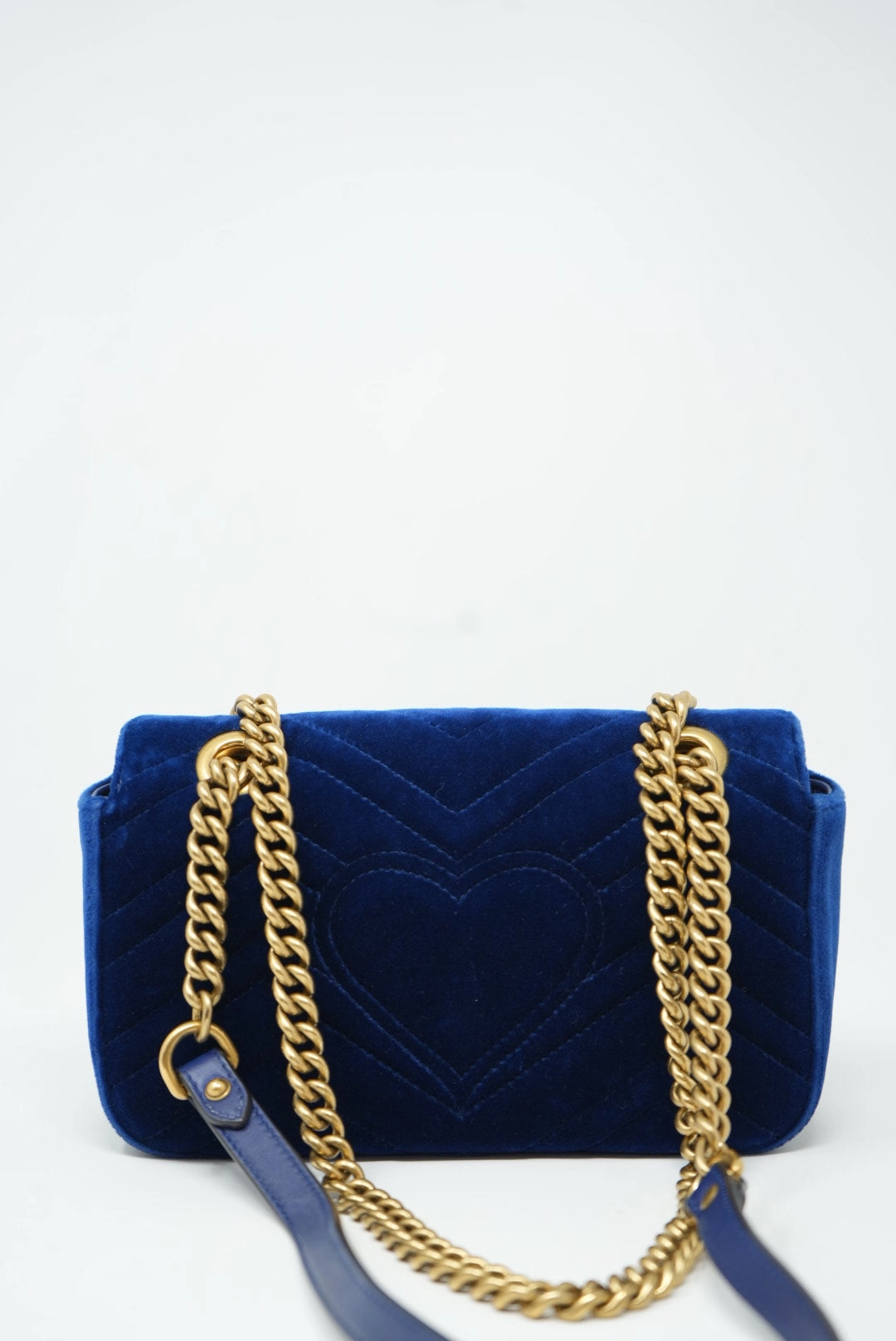 Gucci Small Velvet Marmont Shoulder Bag Blue