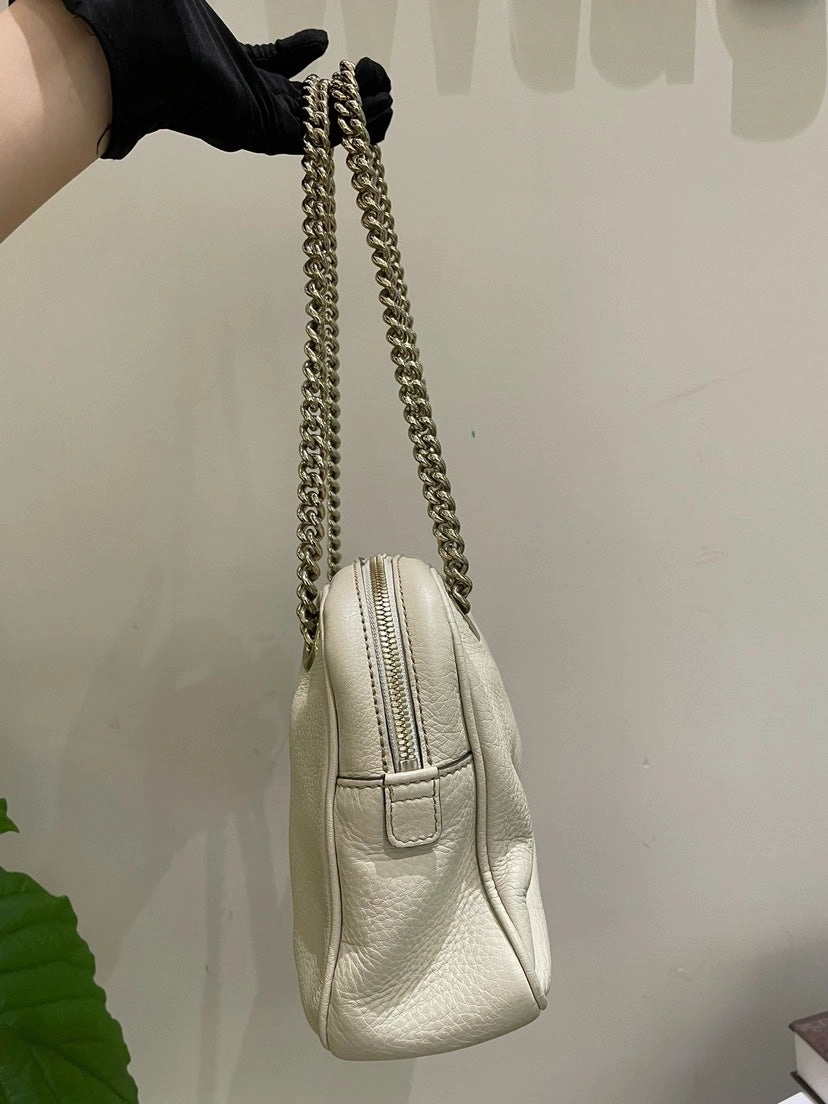 Gucci Soho White Leather Shoulder Bag Medium