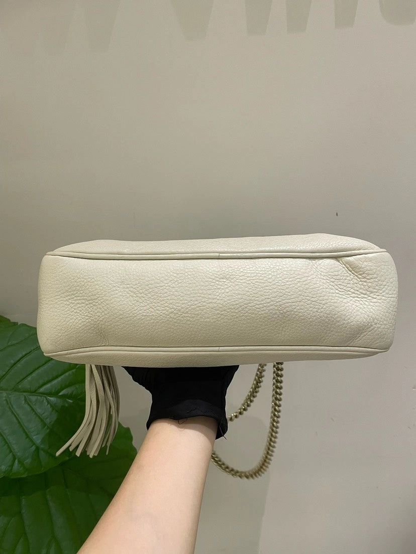 Gucci Soho White Leather Shoulder Bag Medium