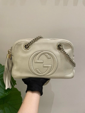 Gucci Soho White Leather Shoulder Bag Medium
