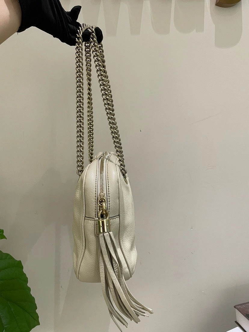 Gucci Soho White Leather Shoulder Bag Medium