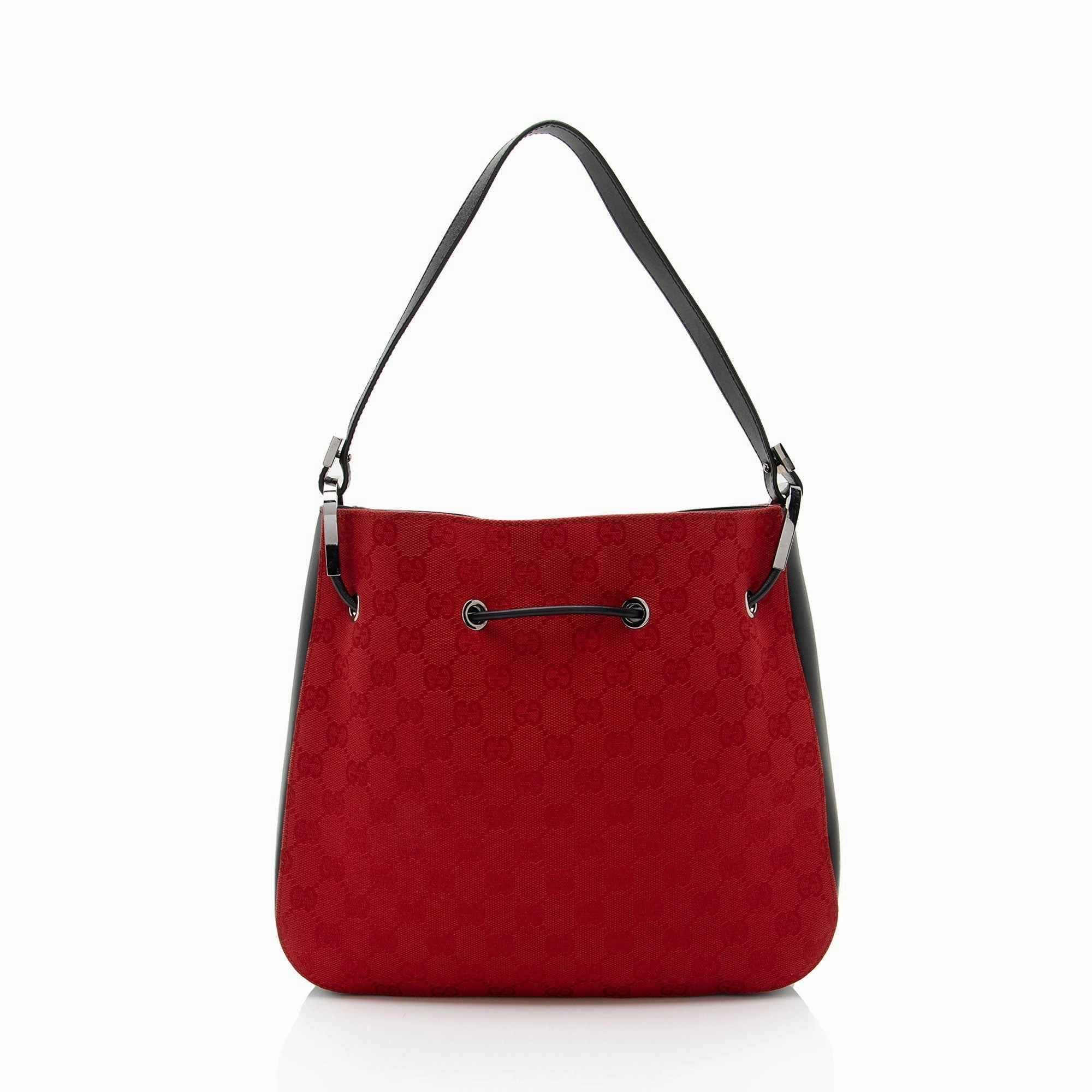 Gucci Vintage GG Canvas Drawstring Shoulder Bag (SHF-9kJYvQ)