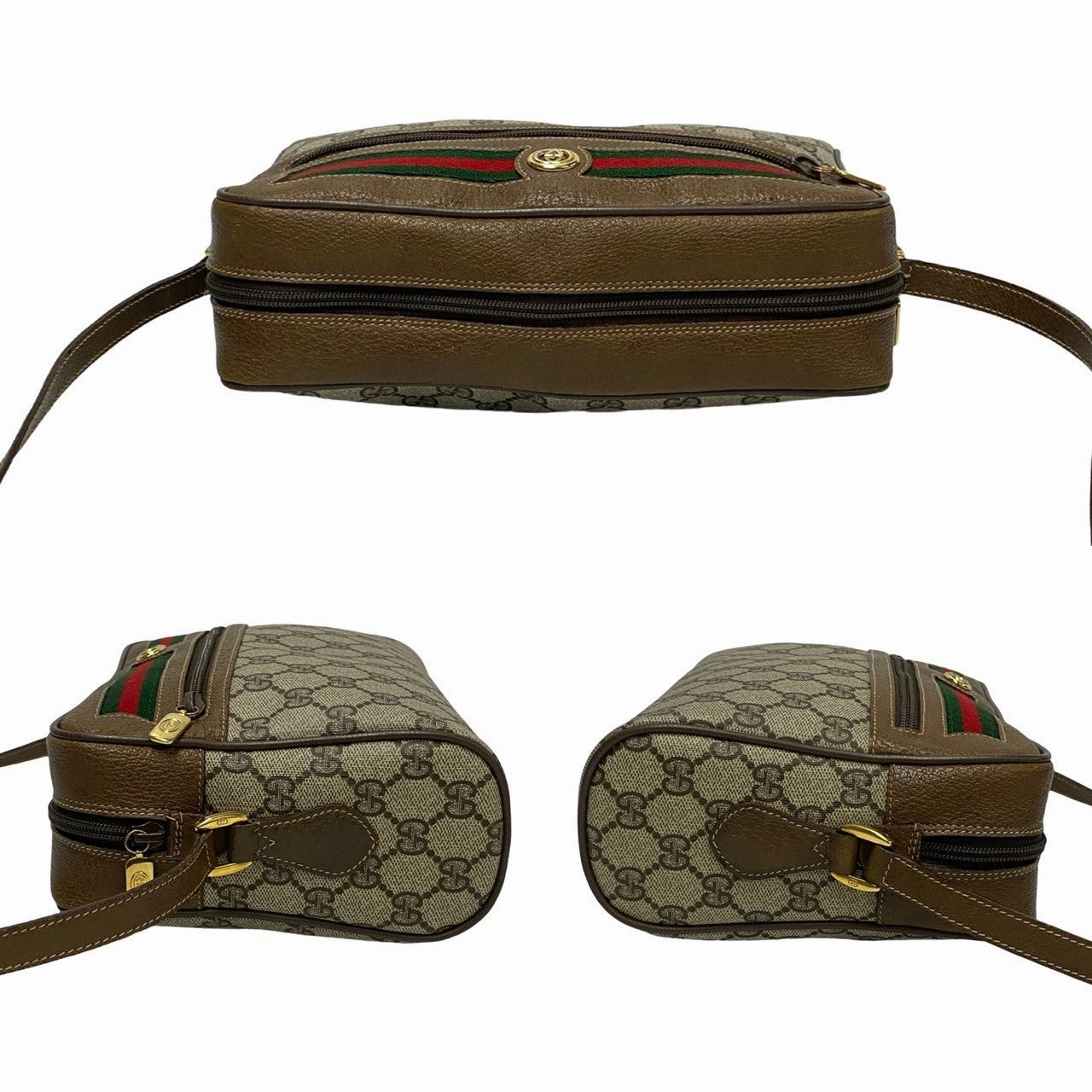 Gucci Vintage Leather Shoulder Bag Brown