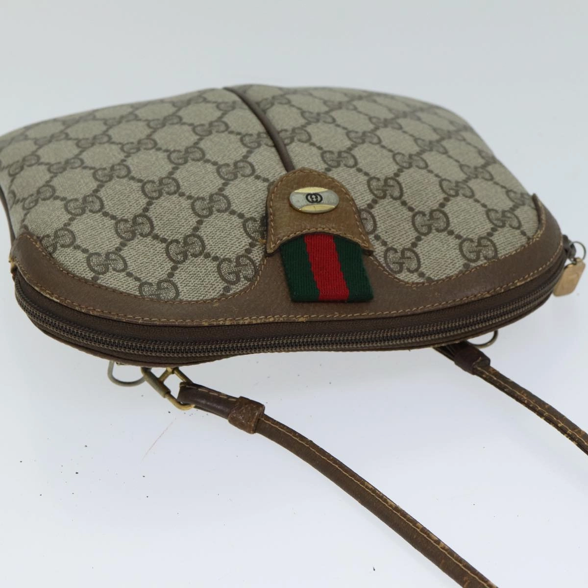GUCCI Web Sherry Line GG Supreme Shoulder Bag PVC Beige 904 02 047  78759