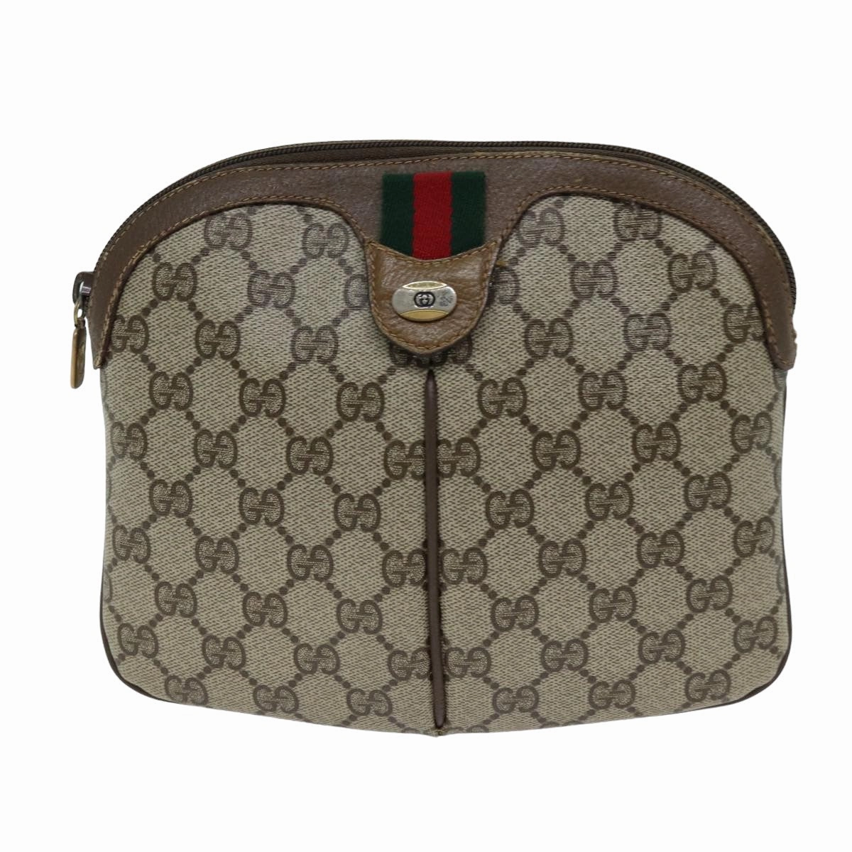 GUCCI Web Sherry Line GG Supreme Shoulder Bag PVC Beige 904 02 047  78759