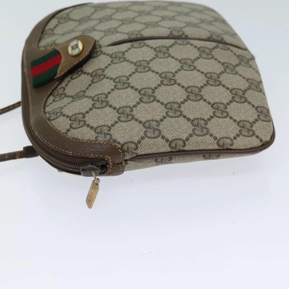 GUCCI Web Sherry Line GG Supreme Shoulder Bag PVC Beige 904 02 047  78759