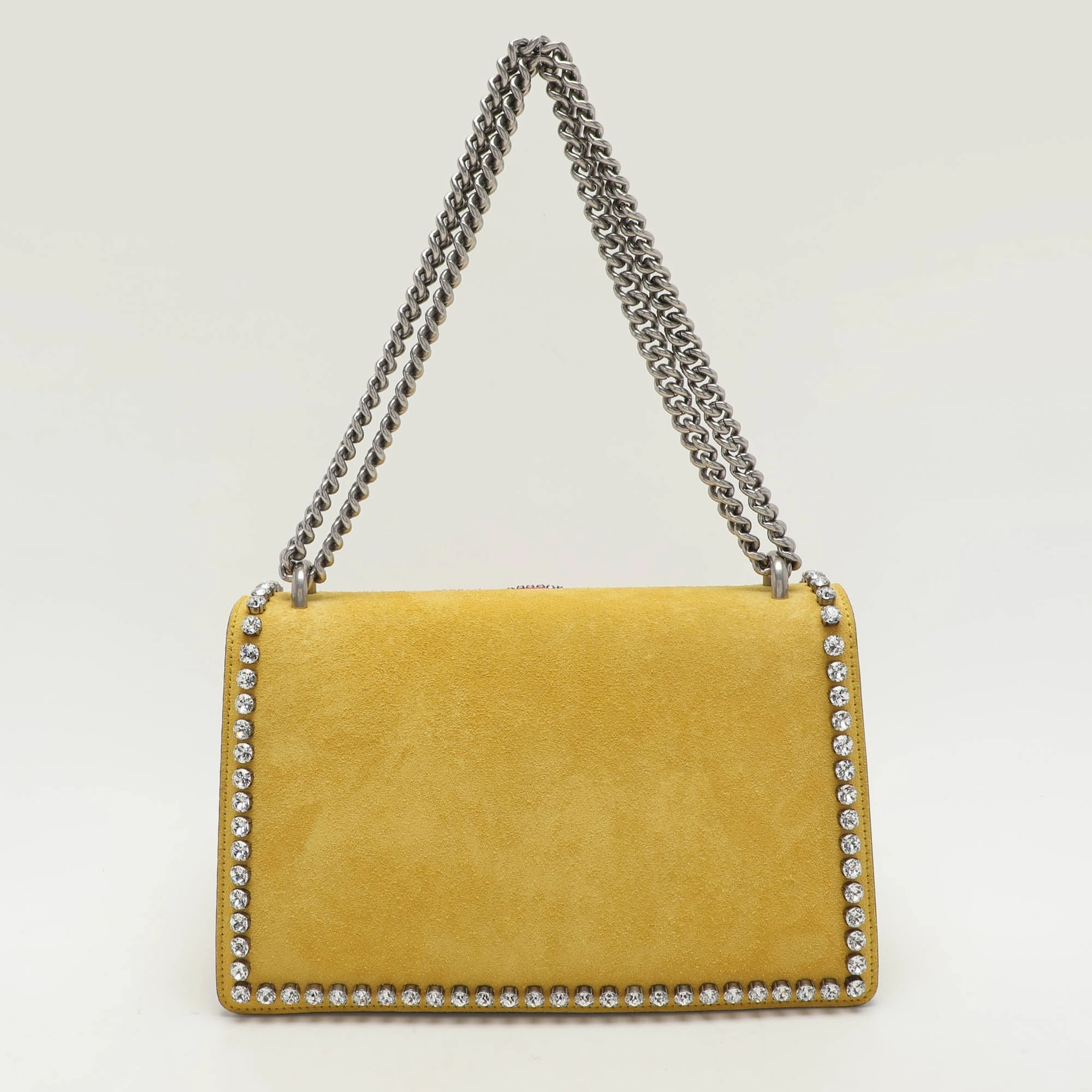 Gucci Yellow Suede Crystal Bow Embroidered Dionysus Shoulder Bag