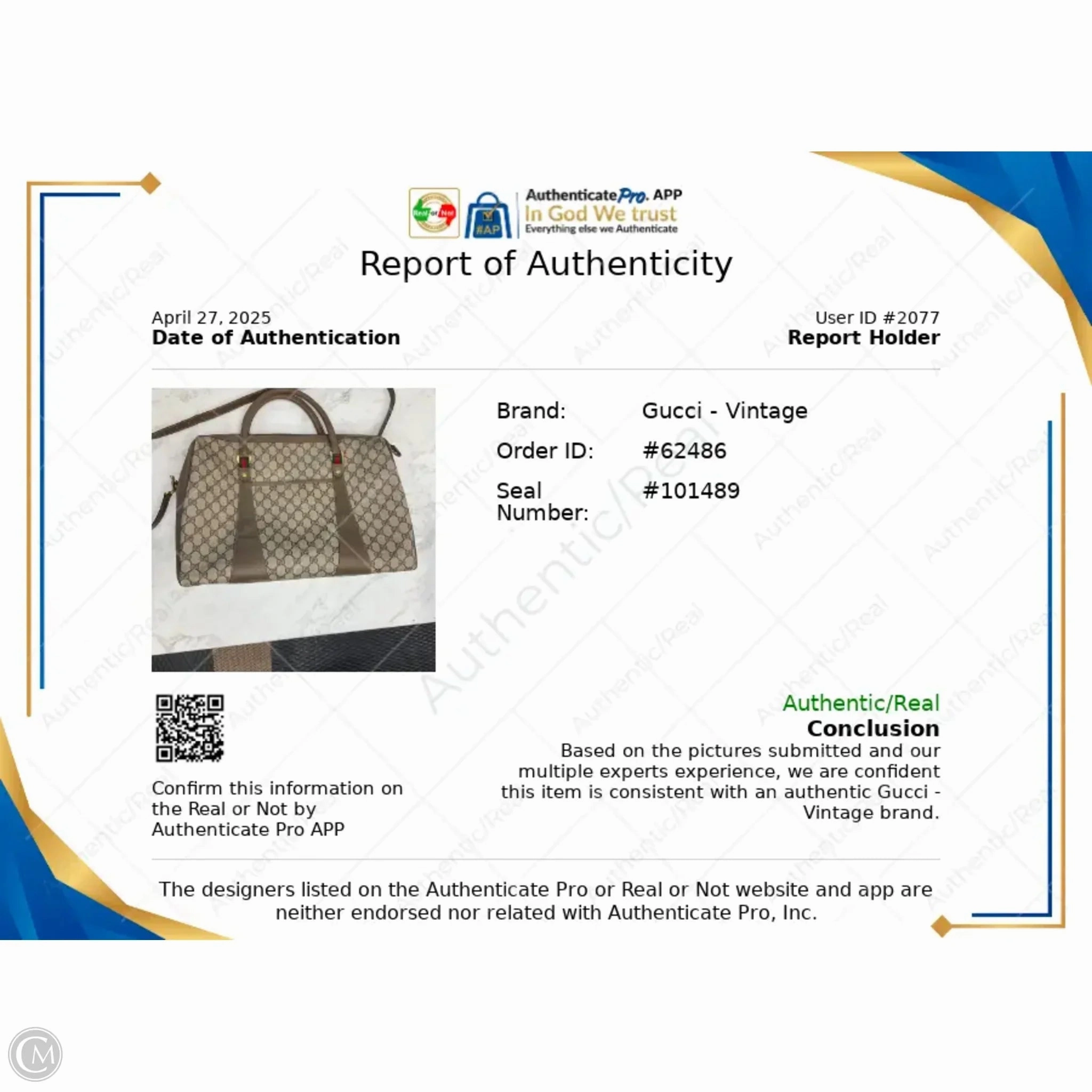 Handbag Luxury Designer By Gucci, Size: Large