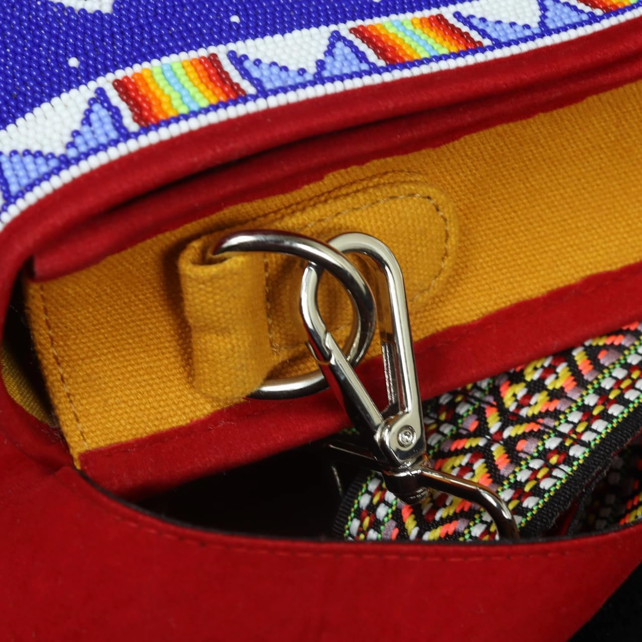 Handmade Beaded Bag,Native American Style Canvas Crossbody Unisex Handbag With Adjustable Strap,Seed Beaded Shoulder Handbag.