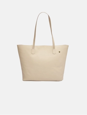 Hazel Vegan Leather Tote Bag Shoulder Bag | Cream
