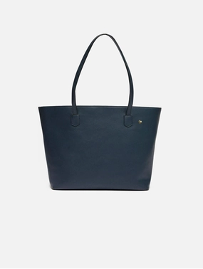 Hazel Vegan Leather Tote Bag Shoulder Bag | Navy
