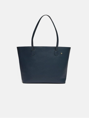 Hazel Vegan Leather Tote Bag Shoulder Bag | Navy