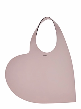 Heart' Pink Shoulder Bag With Logo Print In Leather