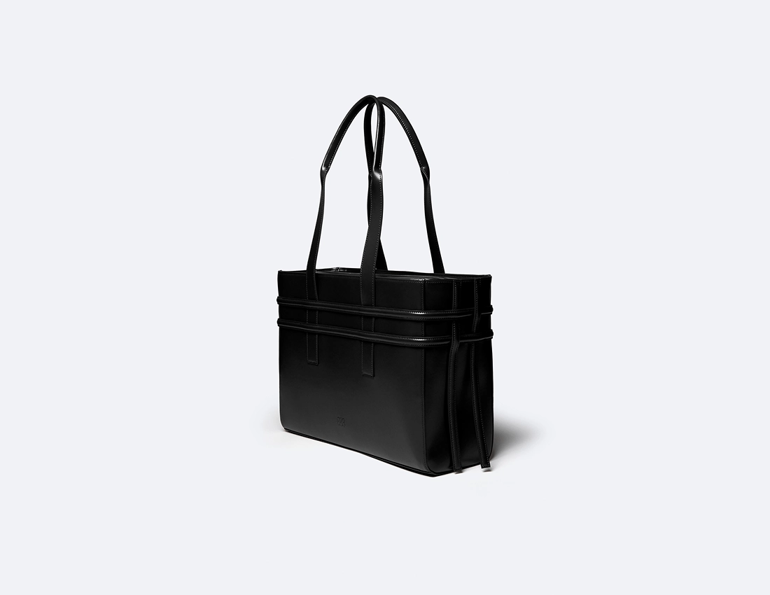 Hedy Vegan Italian Grape Leather Carry All Tote | Onyx