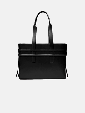 Hedy Vegan Italian Grape Leather Carry All Tote | Onyx