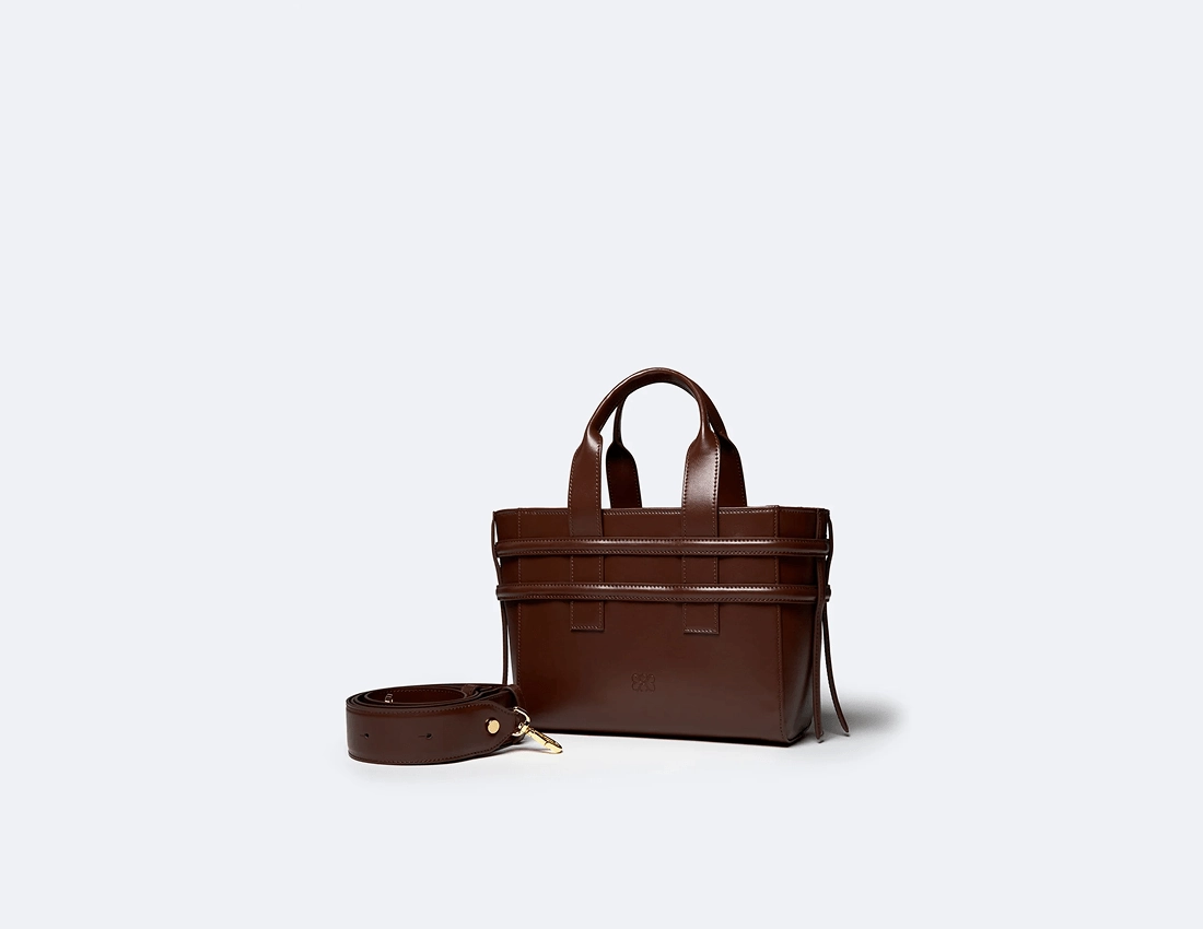 Hedy Vegan Italian Grape Leather Mini Tote | Cocoa