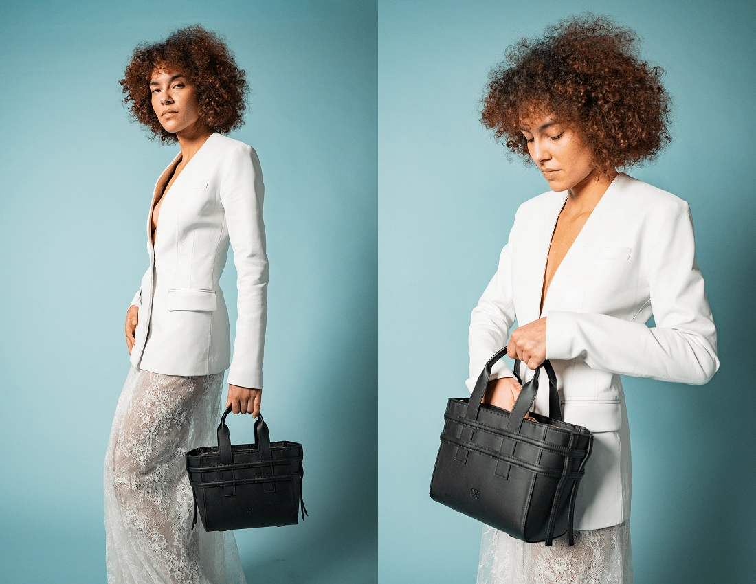 Hedy Vegan Italian Grape Leather Mini Tote | Onyx