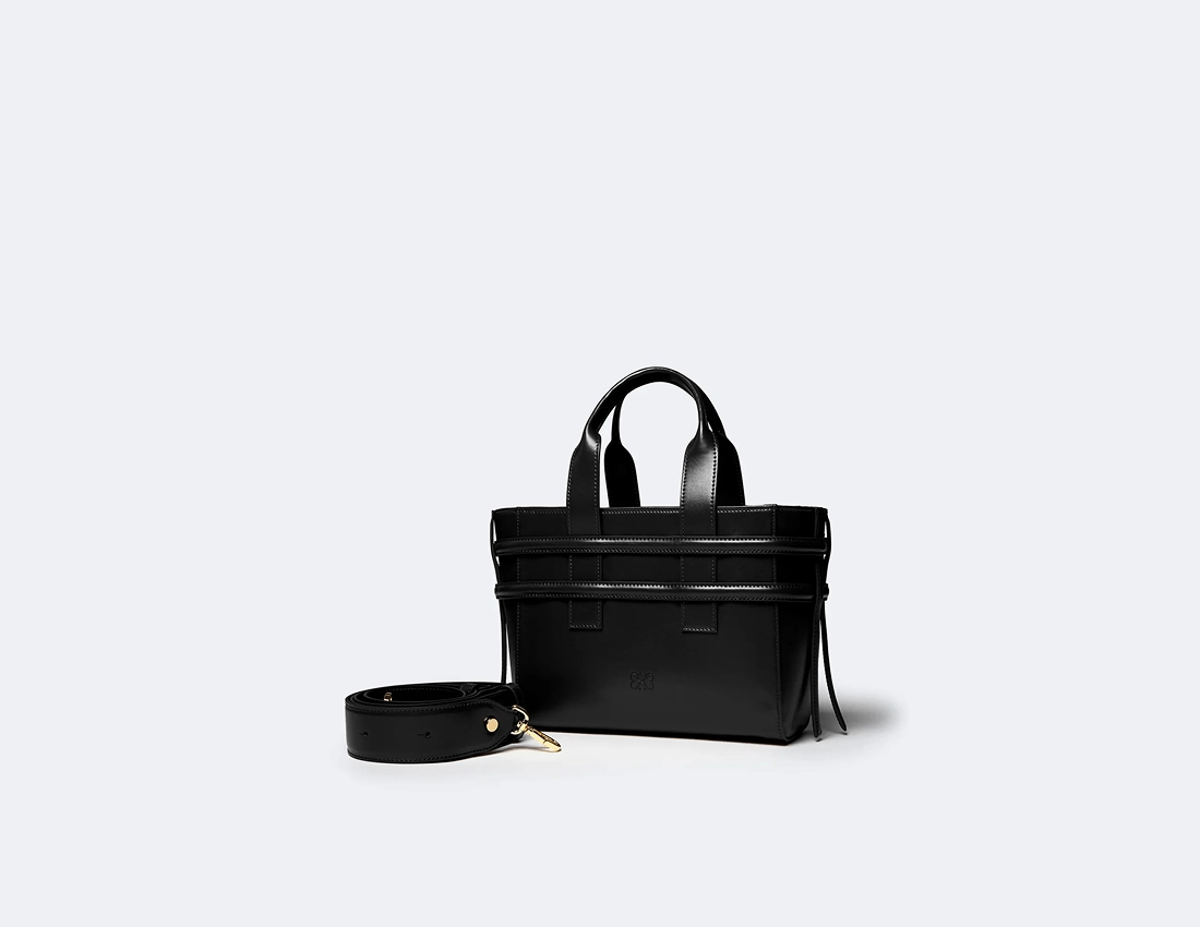 Hedy Vegan Italian Grape Leather Mini Tote | Onyx