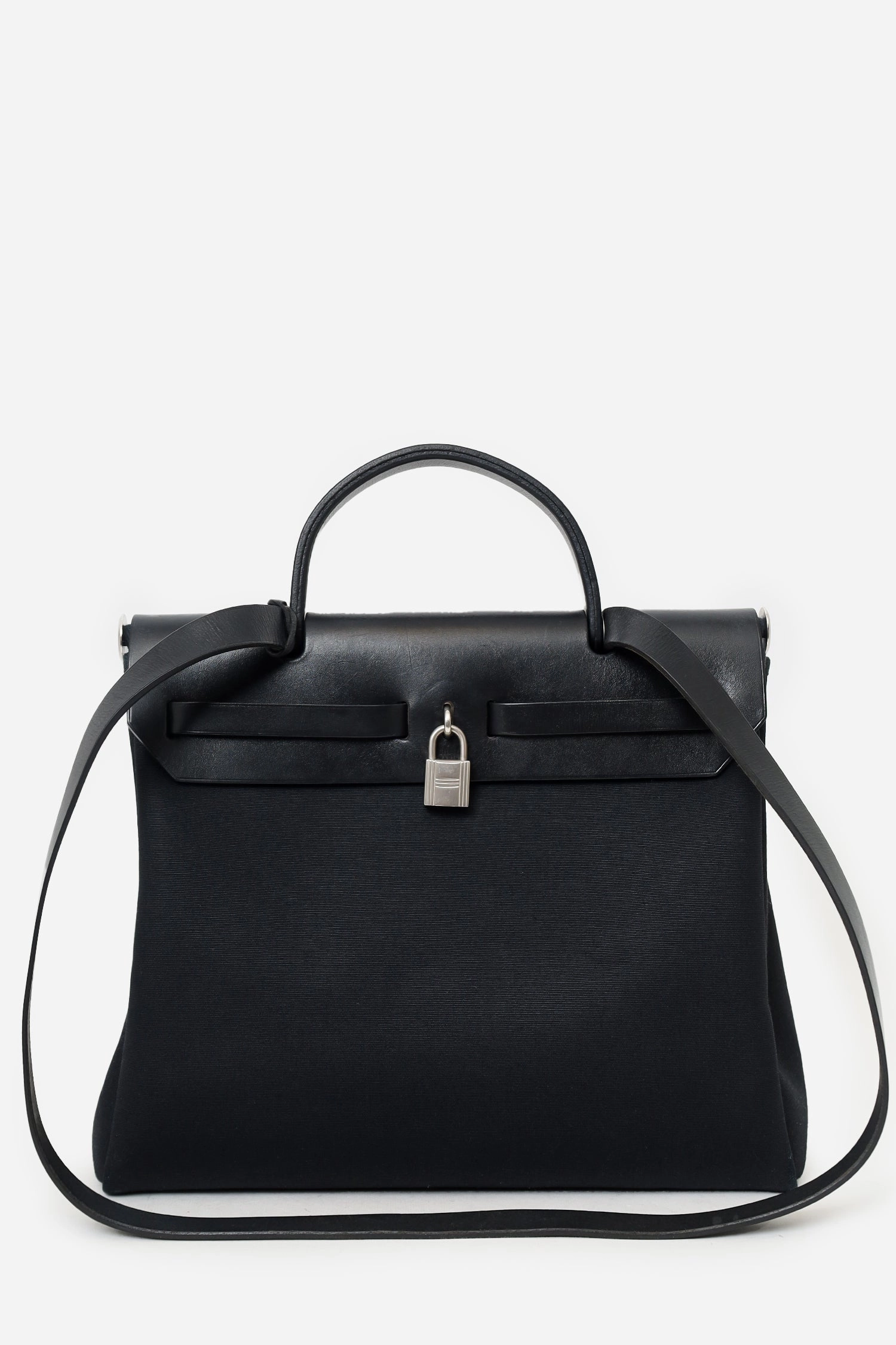 Hermes 2000 Black/Beige Leather/Canvas Herbag 31 with Secondary Bag (As Is)