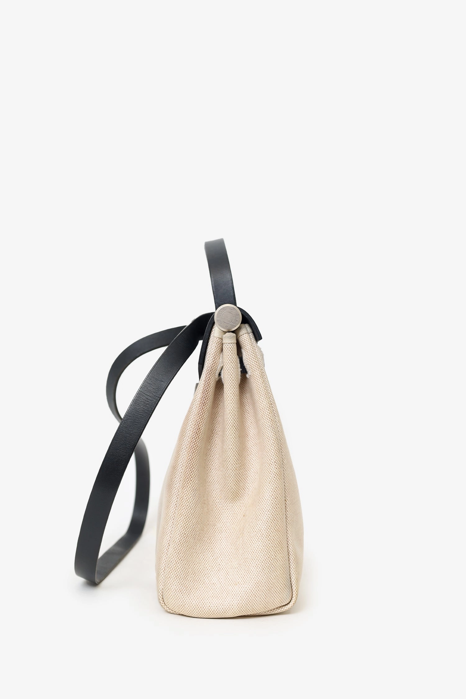 Hermes 2000 Black/Beige Leather/Canvas Herbag 31 with Secondary Bag (As Is)