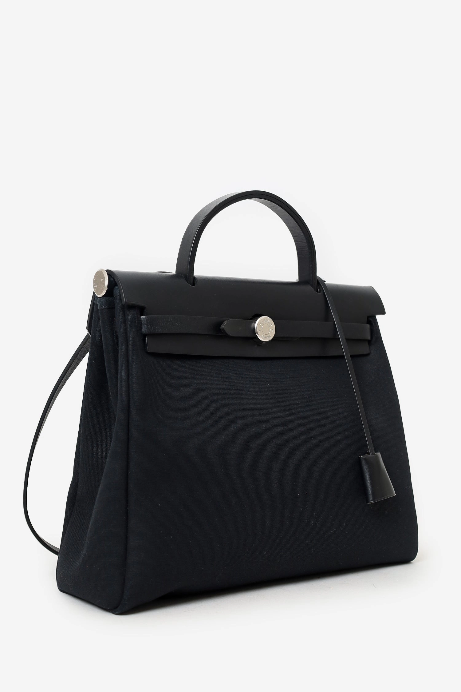 Hermes 2000 Black/Beige Leather/Canvas Herbag 31 with Secondary Bag (As Is)